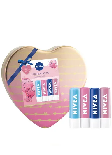 4pcs Luxurious Lip Balm Heart Tin Gift Set