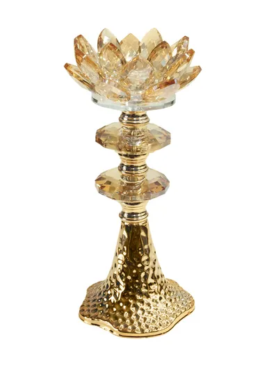 Crystal Lotus Candle Holder, Perfect For Home Decor & Special Occasions JX-426-2 (D11 x H22)cm