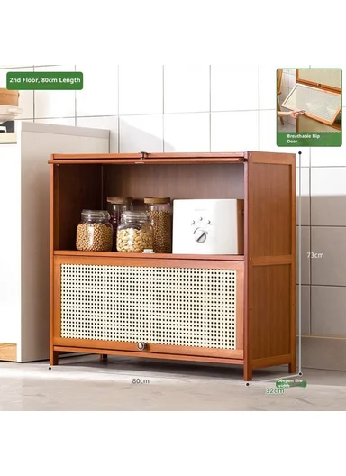 Kitchen Storage Rack 2 Tier 80cm Multifunctional Cabinet Organizer Shelf For Pantry Cupboard Space Saving (L80 x D32 x H73)cm