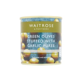 WAITROSE GREEN OLIVES STUFFED WITH GARLIC PUREE