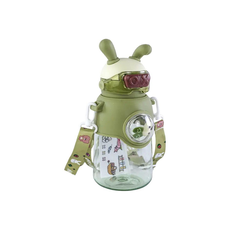 Rabbit Green Transparent Water Bottle
