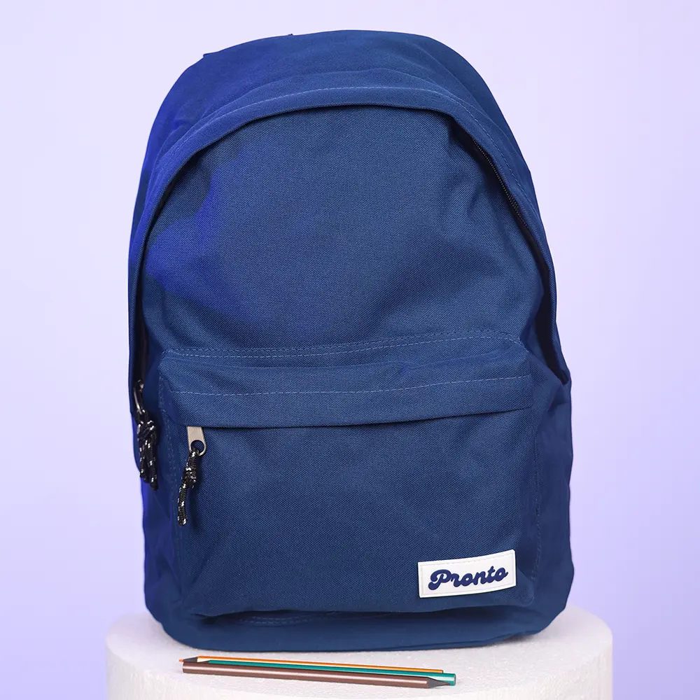 Pronto 42cm 2 Black Zippers Navy Blue Backpack