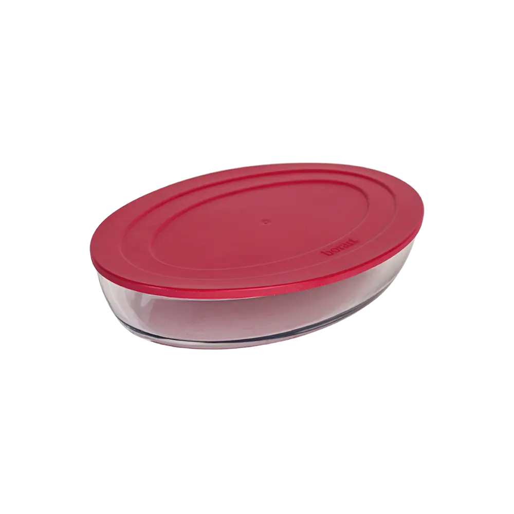 Borart Oval Transparent Pyrex with Red Lid