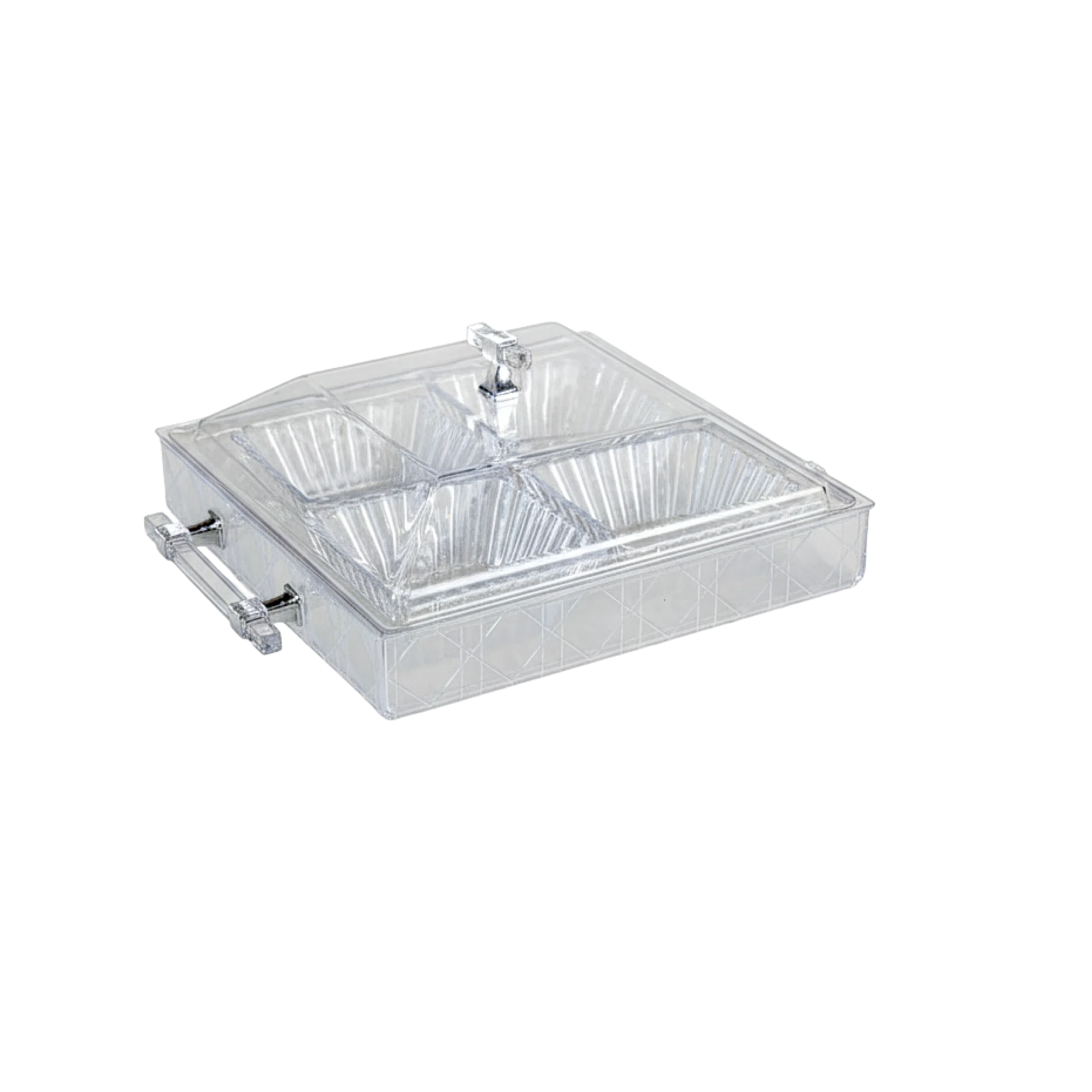 ClearLux Square 4-Compartment Serving Tray with Lid