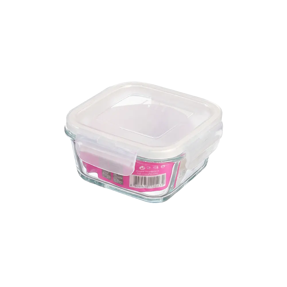 Lav Fresco Glass Food Container with White Locked Lid 375ml-Professional Storageware in Lebanon