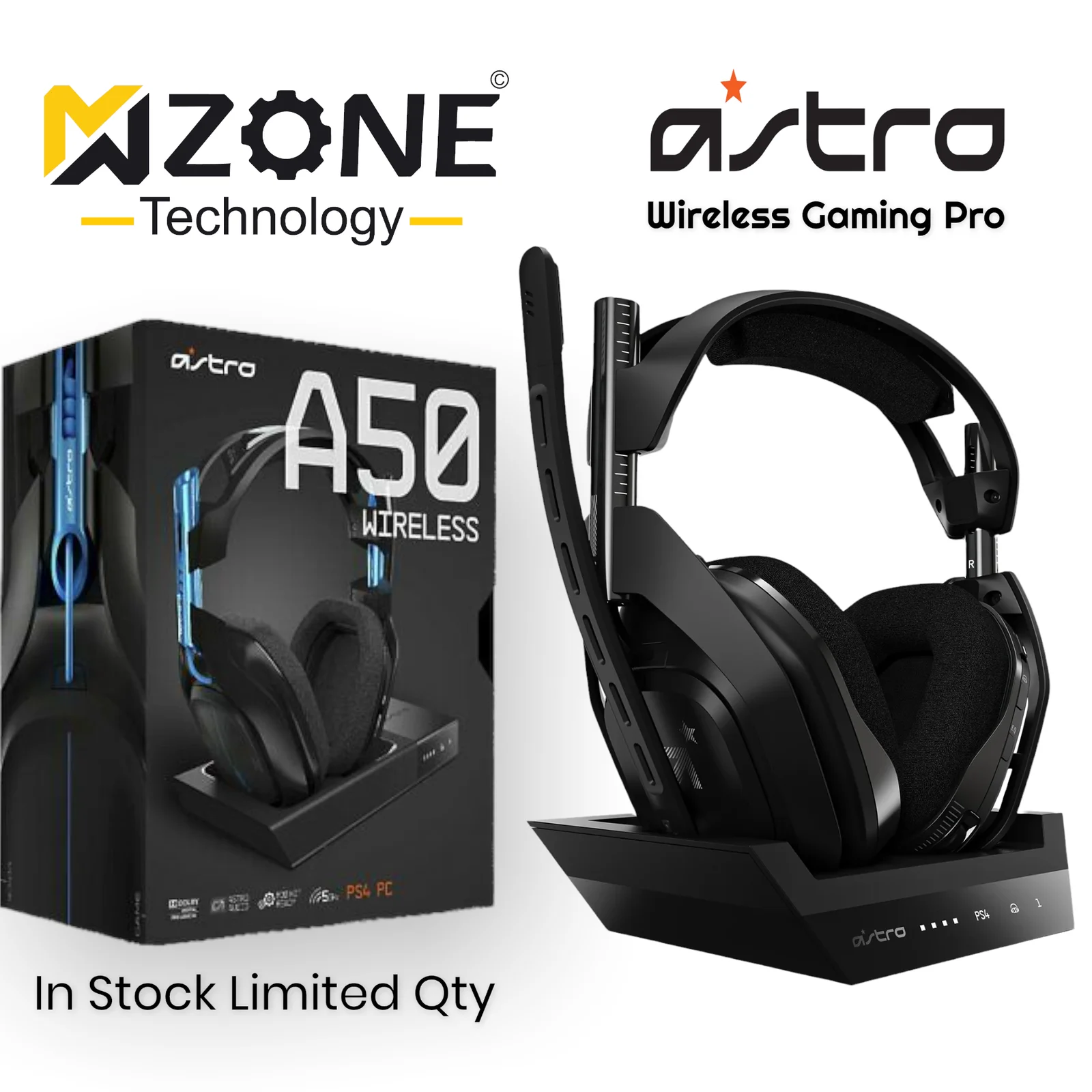 ASTRO Gaming A50 Wireless Headset + Base Station Gen 4 Works With PS5, PS4, PC, Mac