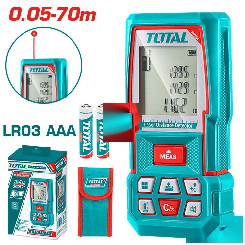 TOTAL Laser Distance Meter TMT560701 – 70m Range | LCD Display