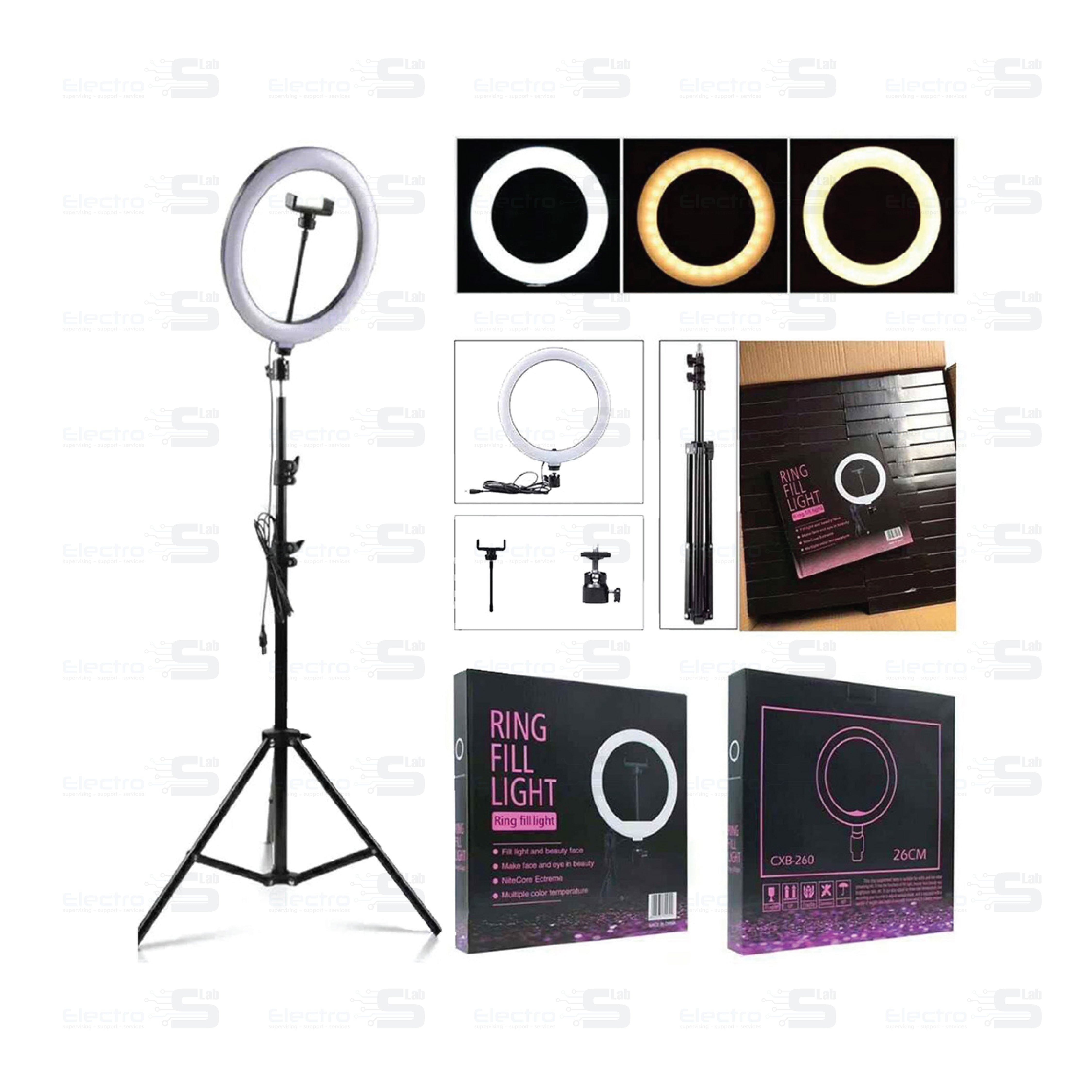 Crystal Ring Light 26cm ZMX-260 – LED Dimmable Ringlight with Tripod for Photography & Video